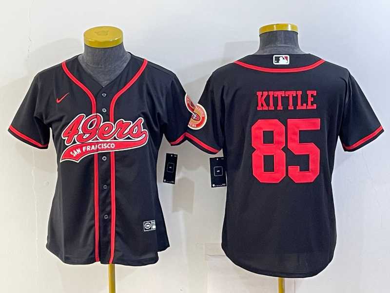 Women%27s San Francisco 49ers #85 George Kittle Black With Patch Cool Base Stitched Baseball Jersey->women nfl jersey->Women Jersey